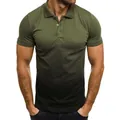 Herren Polohemd mit schmaler Passform, Farbverlauf von Grün nach Schwarz und Piqué-Stoff - 3XL / Armeegrün Schwarz Farbverlauf (POLO-KZ19FWF)