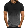 Lässiges Herren Sport Polo-Shirt mit 3D-Farbverlauf Schwarz-Grau und Reverskragen - 3XL / Schwarz Grau Farbverlauf (POLO-KZ89K)