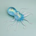 Glittering blue TPR octopus squishy toy with translucent tentacles for stress relief - Blue