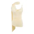 Elegante top a lupetto drappeggiato giallo crema con dettaglio a fascia per donna - S / Giallo