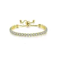 Close-up of elegant gold tennis bracelet featuring brilliant round-cut cubic zirconia - Gold Single Row (Bolo Clasp)