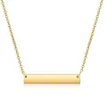 Minimalist engravable gold bar pendant necklace with polished finish and clavicle chain - Gold