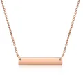 Elegant rose gold plated stainless steel rectangular bar necklace for DIY custom engraving - Rose Gold