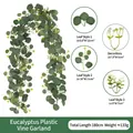 180 cm künstliche Eukalyptusgirlande mit Schleierkraut und Detailmaßen der Blätter - Eukalyptus-Ranken / Grün