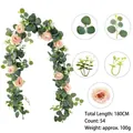 180 cm künstliche Eukalyptusgirlande mit Rosen für die Hochzeitsdekorationen - Rosenranke / Rosa