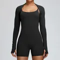 Coprispalle sportivo nero con maniche lunghe e fori per i pollici per fitness - S / Nero Fantasma