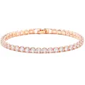 Elegant rose gold tennis bracelet with brilliant round white cubic zirconia stones - Tennis Chain / 17cm / Rose Gold Base - White Zirconia