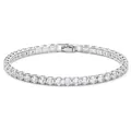 Elegant silver-tone tennis bracelet featuring round-cut cubic zirconia stones - Tennis Chain / 17cm / Silver