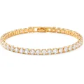 Elegant gold plated tennis bracelet with sparkling round cut cubic zirconia stones - Tennis Chain / 17cm / Gold Tone - White Zirconia