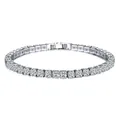 Elegant silver-colored tennis bracelet featuring sparkling round cut clear zircons for women. - Single Row / Silver