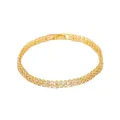 Elegant double row zircon bracelet in gold finish featuring square sparkling crystals - Double Row / Gold