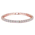 Elegant rose gold tennis bracelet with brilliant round zircon crystals for women - Single Row / Rose Gold