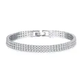 Elegant triple-row cubic zirconia tennis bracelet with silver finish and secure clasp - Triple Row / Silver