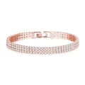 Elegant three-row rose gold tennis bracelet with shimmering clear cubic zirconia stones. - Triple Row / Rose Gold