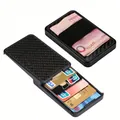 RFID blocking carbon fiber cardholder for men with elastic cash strap and sliding tray - Black