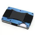 Portafoglio porta carte in fibra di carbonio blu minimalista con blocco RFID uomo - Blu