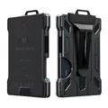 Portabadge professionale in lega di alluminio con blocco RFID e clip in metallo - Nero