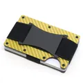 Yellow carbon fiber RFID blocking slim metal card holder and money clip wallet for men - Gold