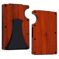 Minimalist slim wood RFID blocking wallet and aluminum credit card holder for men - Red Rosewood