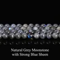 Natuurlijke grijze maansteen losse kralen met sterke blauwe glans voor DIY-sieraden - Kleine Specificatie
