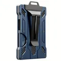 Portafoglio tattico minimalista blu in alluminio anti-RFID con fermasoldi in metallo - Azzurro