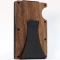 Minimalist RFID blocking wallet with walnut wood finish and black metal clip - Walnut Wood