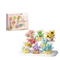 4000pcs flower building blocks set with display stand, size 358x80x290mm, colorful toy - P2297 Flower Basket Collection - 8 Styles Complete Set + 3-tier Display Stand