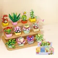 Colorful 12-piece miniature succulent building blocks set with various potted plant designs - 8938 Succulent Potted Plants 1 [twelve Styles With Box Set]