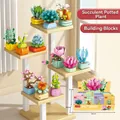 Detailed 12-piece succulent building block set with various flower styles and display box - 8940 Succulent Potted Plants 2 [twelve-piece Set]