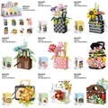 Exquisite eternal flower building block sets in stylish luxury bag designs for decor - P1072 Bag And Flower Basket Set (8 Designs With Floral Meanings) [with Display Box]
