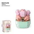 342-piece pastel pink succulent plant building block set with gift box packaging - P1246 Succulent-Love Notes