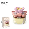 Pink succulent building block flower set NO:P1249 including 253 pieces and packaging box - P1249 Succulent-Heartbeat