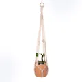 Bohemian handmade cotton rope macrame plant hanger with wooden ring for indoor pots - Cream Wooden Ring Three-Strand Rope Style (044)