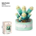 Succulent building block set P1253 with 252 pieces in mint green pot decoration - P1253 Succulent-Secret Jungle