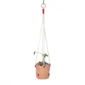Bohemian handmade macrame plant hanger with red accents and wooden ring - Red Wrapped Decoration Woven Style (051)