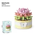 Pastel pink succulent building block set P1255 with 232 pieces and retail packaging - P1255 Succulent-Smiling Angel