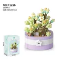 Succulent building block flower set with 263 pieces in purple pot - P1256 Succulent-Sunny Summer