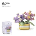 360pcs lavender and pink succulent building block set with yellow pot and display box - P1258 Potted Plant-Spider Lily