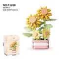 367-piece sunflower building blocks toy set in a pink pot as decorative ornament - P1260 Potted Plant-Sunflower