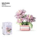 Pink flower building block set with 392 pieces and matching gift box packaging - P1261 Potted Dream Pen Flower