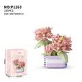 335PCS Pink flower building block set succulent model educational toy for decor - P1263 Potted Plant In Misty Rain