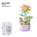 Creative building block flower potted plant puzzle toy set Flower Dairy P1269 360pcs - P1269 Bonsai Kasuga Limited
