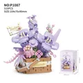 Purple flower basket building block set with 515 pieces for creative home display - P1087 Flower Basket - Breeze Memories
