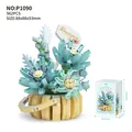 Educational blue-green succulent flower basket assembly building blocks toy 562pcs - P1090 Flower Basket - Starless Night