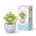 Creative daisy flower building blocks set in a purple pot with retail packaging box - 2081 Cups Full Of Daisies