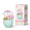 Pink lotus succulent everlasting flower building block kit with pot assembly model - 2084 Succulent Lotus Seat