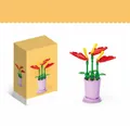 Anthurium flower building blocks set with tiger pot variant for desktop decoration - 8814-3 Anthurium