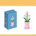 Tuberose building block flower pot toy featuring a pink rabbit pot and blue packaging box - 8814-4 Tuberose