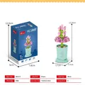 Pink snapdragon building block flower set in light blue pot for home office decor - 8814-5 Snapdragon