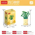 Snake plant themed building block flower kit for children with yellow pot design - 8814-6 Copper Coin Grass